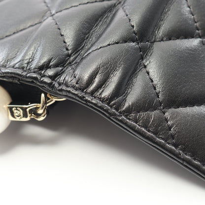 マトラッセ パールチェーン ショルダーウォレット ラムスキン ブラック ゴールド金具 シャネル バッグ CHANEL