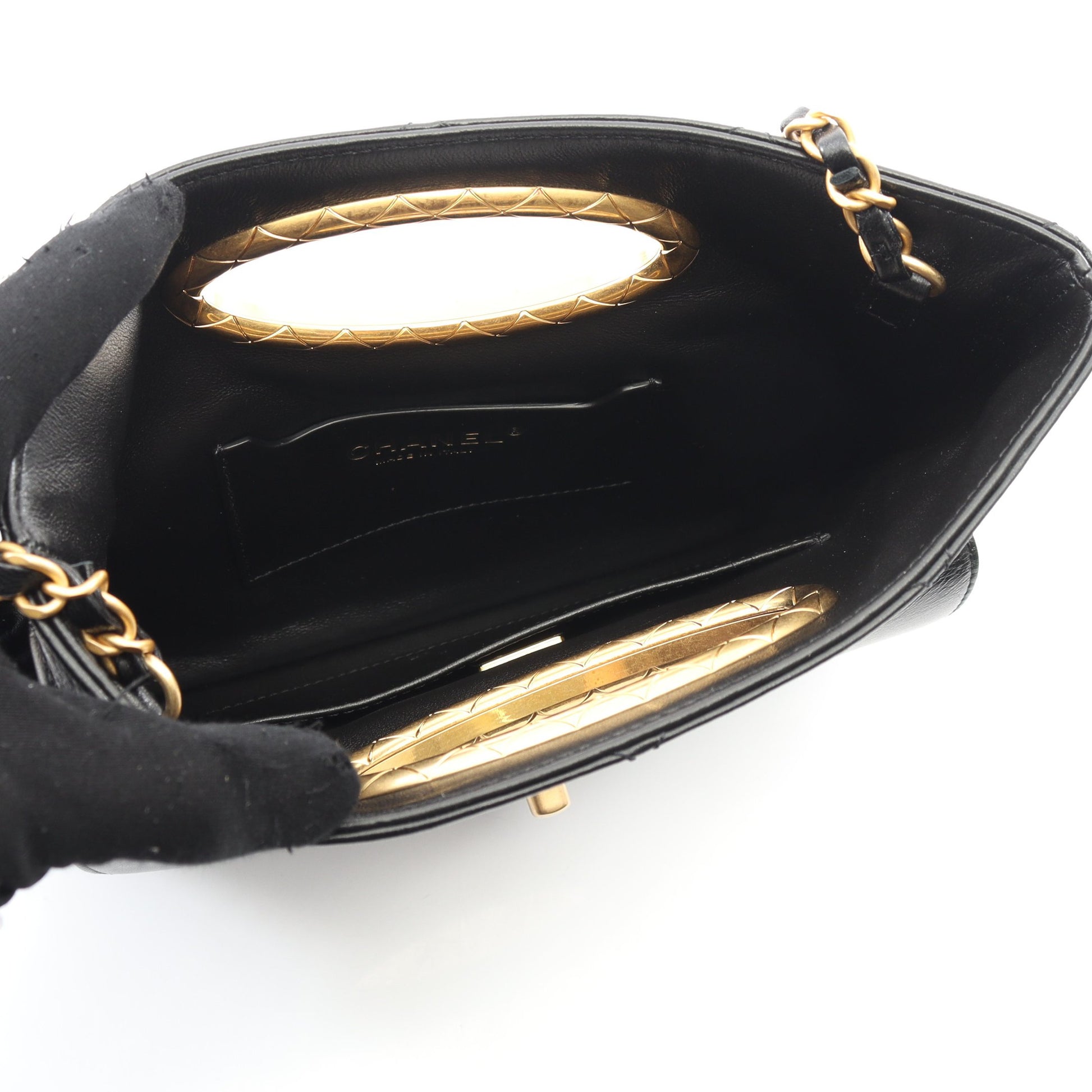 マトラッセ チェーンショルダーバッグ ラムスキン ブラック ゴールド金具 シャネル バッグ CHANEL