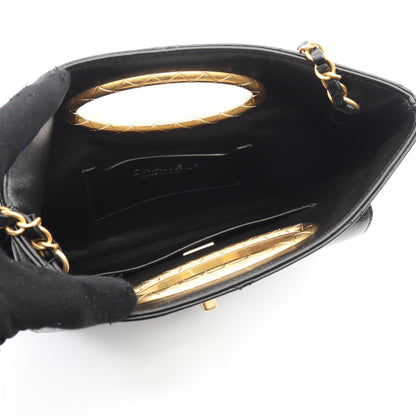 マトラッセ チェーンショルダーバッグ ラムスキン ブラック ゴールド金具 シャネル バッグ CHANEL