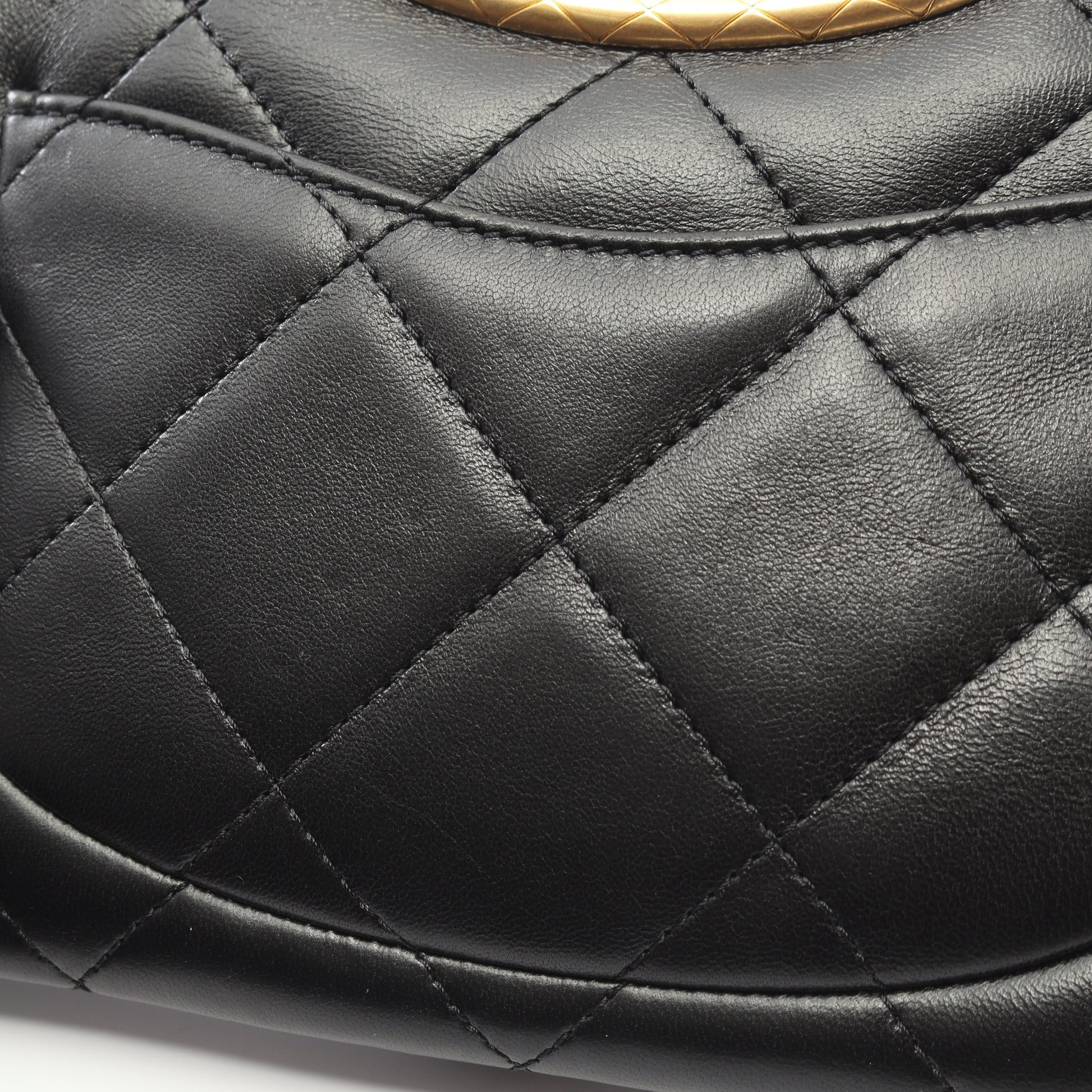 マトラッセ チェーンショルダーバッグ ラムスキン ブラック ゴールド金具 シャネル バッグ CHANEL