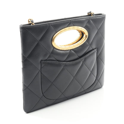 マトラッセ チェーンショルダーバッグ ラムスキン ブラック ゴールド金具 シャネル バッグ CHANEL