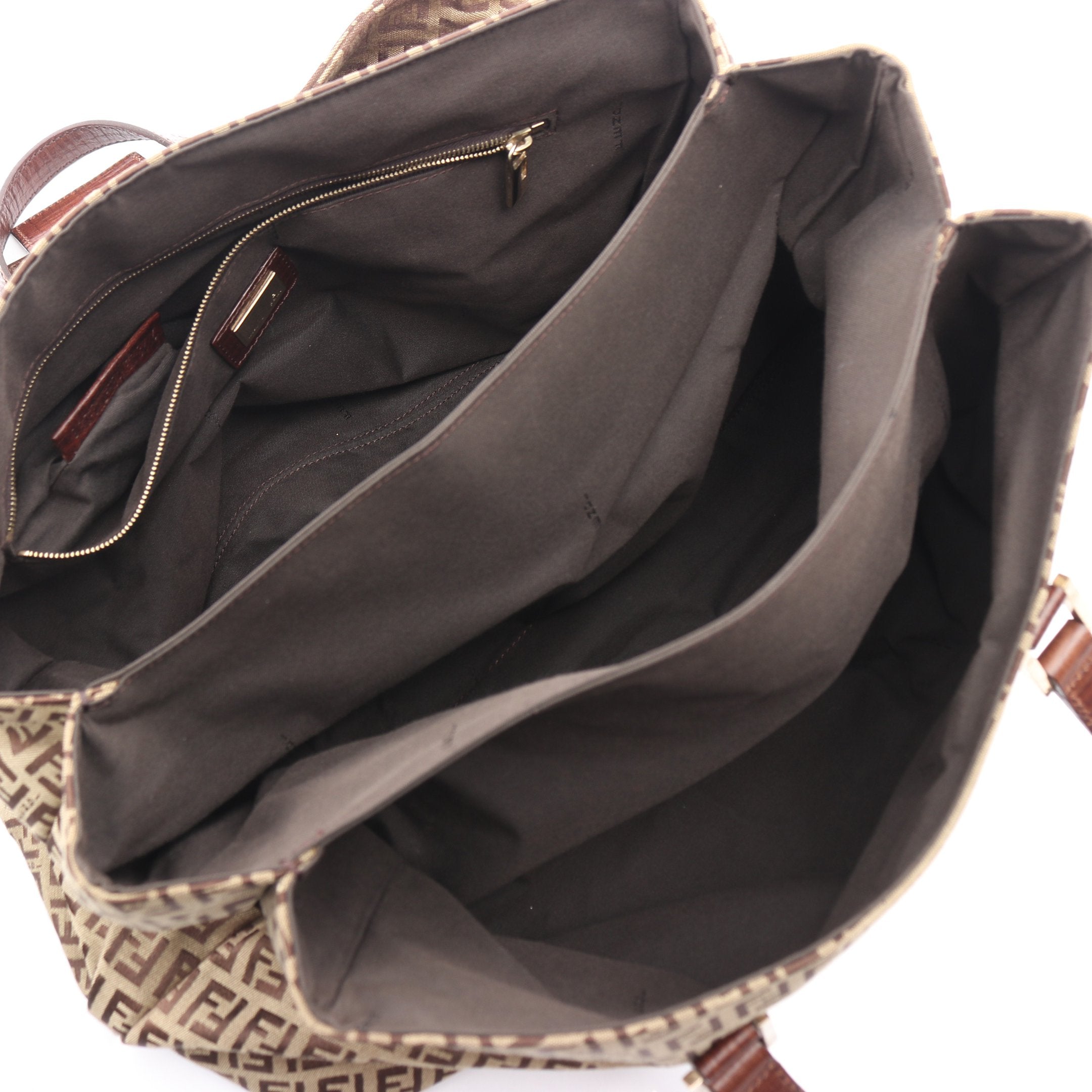 ズッキーノ ハンドバッグ キャンバス レザー ベージュ ブラウン