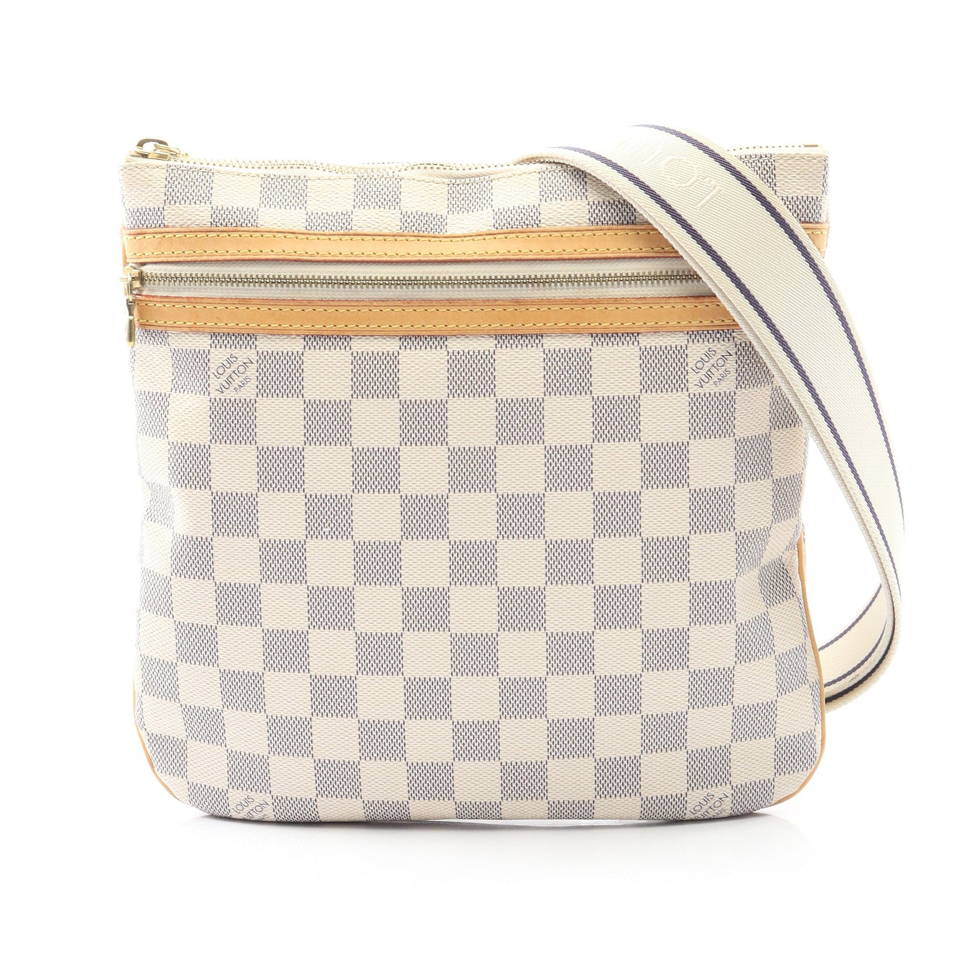 ポシェットボスフォール ダミエアズール ショルダーバッグ PVC レザー ホワイト ルイヴィトン バッグ LOUIS VUITTON