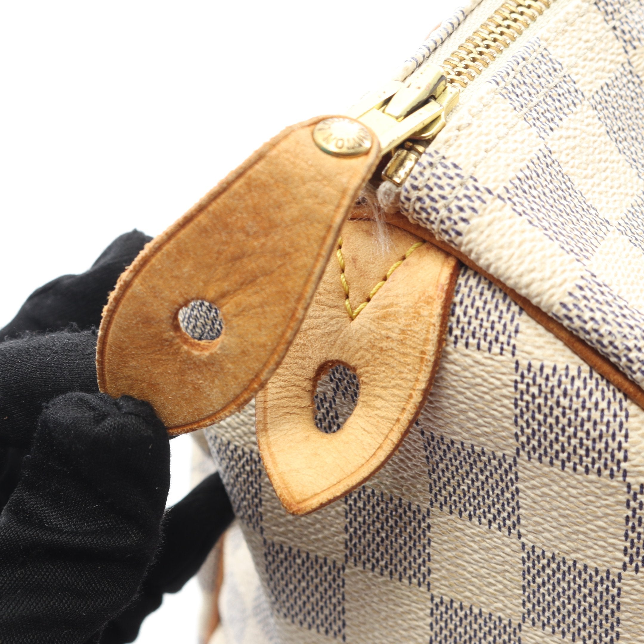 スピーディ30 ダミエアズール ハンドバッグ PVC レザー ホワイト ルイ