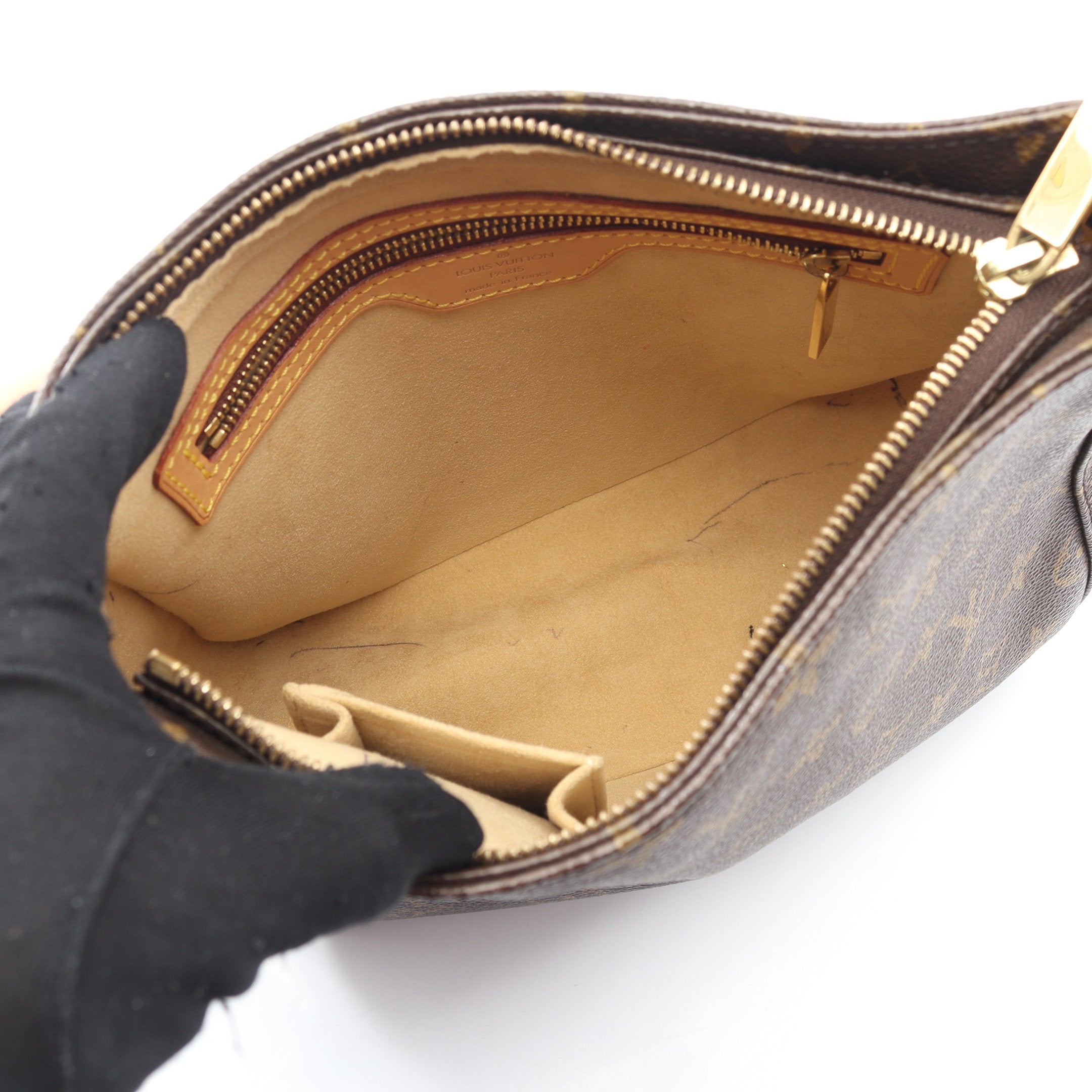 ルーピングMM モノグラム ショルダーバッグ PVC レザー ブラウン ルイ