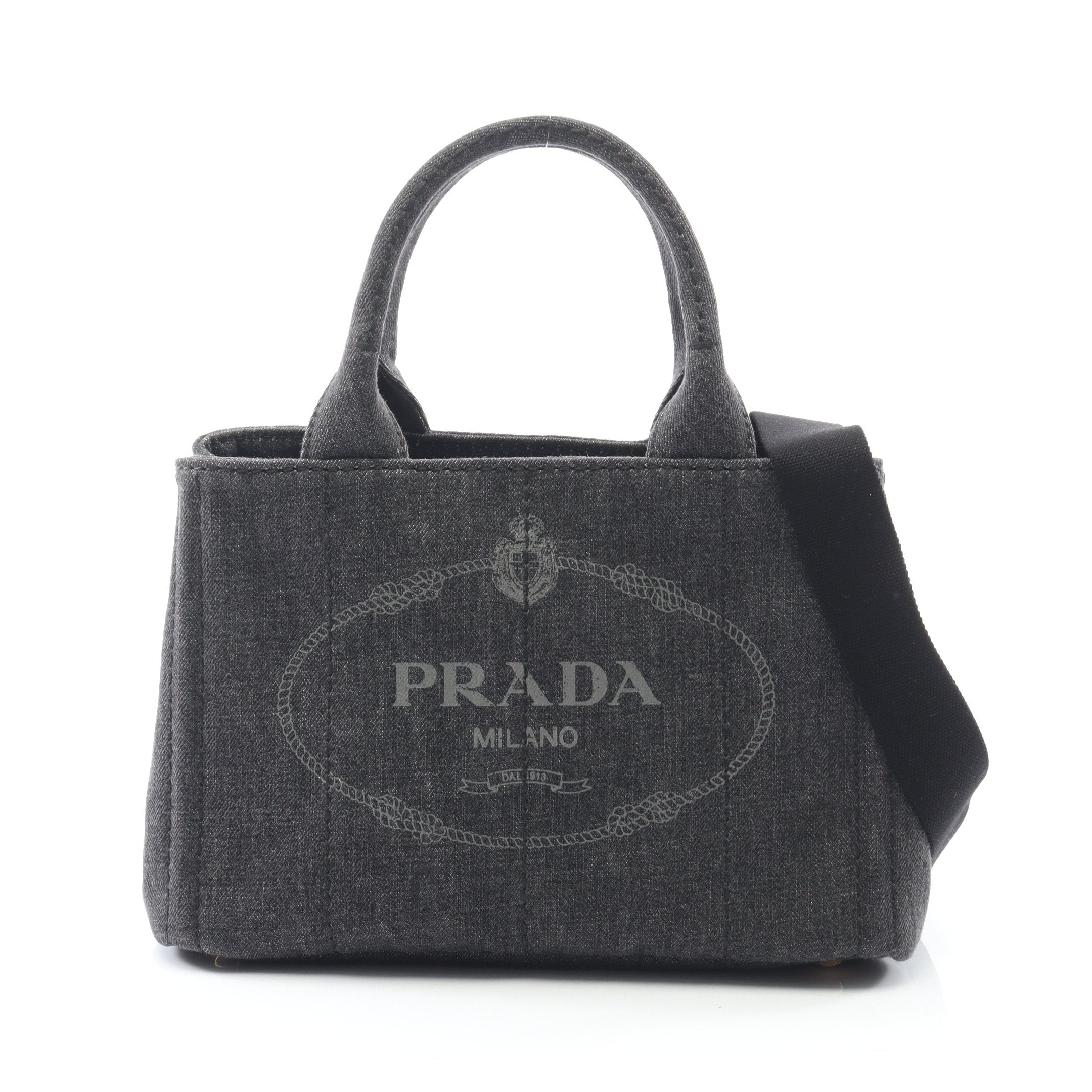 PRADA ダークグレー デニム ハンドバッグ PRADA ダークグレー デニム ハンドバッグ
