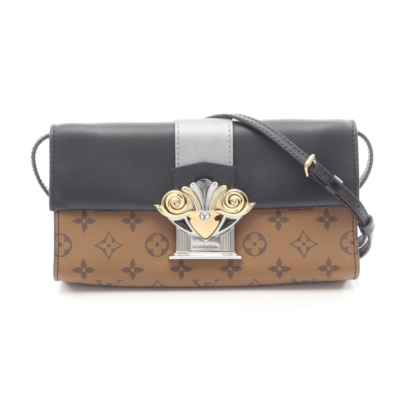 ポシェット コラム モノグラムリバース ショルダーバッグ PVC レザー ブラウン ブラック シルバー ルイヴィトン バッグ LOUIS VUITTON