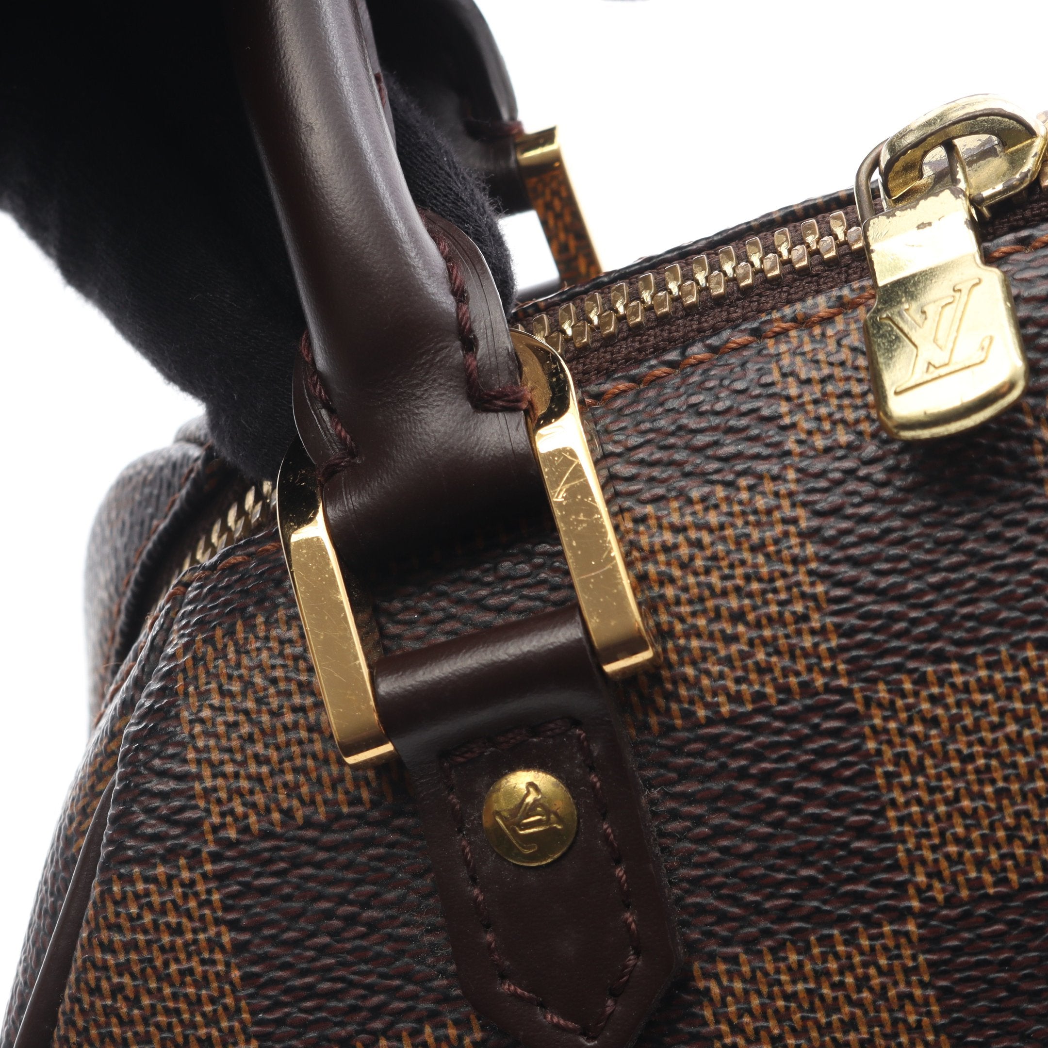 リベラ ミニ ダミエエベヌ ハンドバッグ PVC レザー ブラウン ルイ