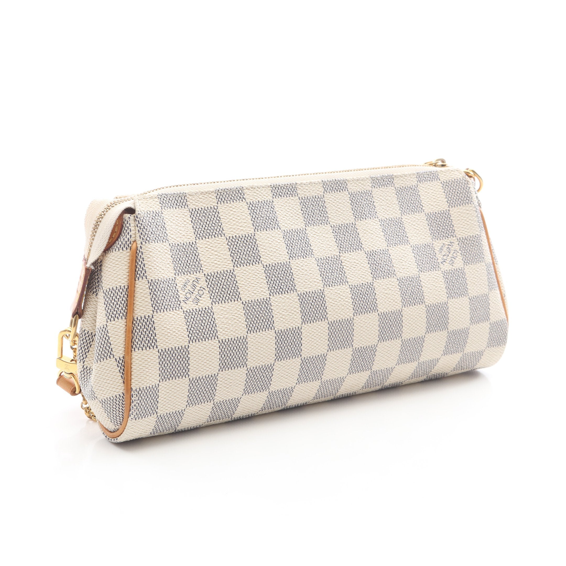 エヴァ ダミエアズール チェーンハンドバッグ PVC レザー ホワイト