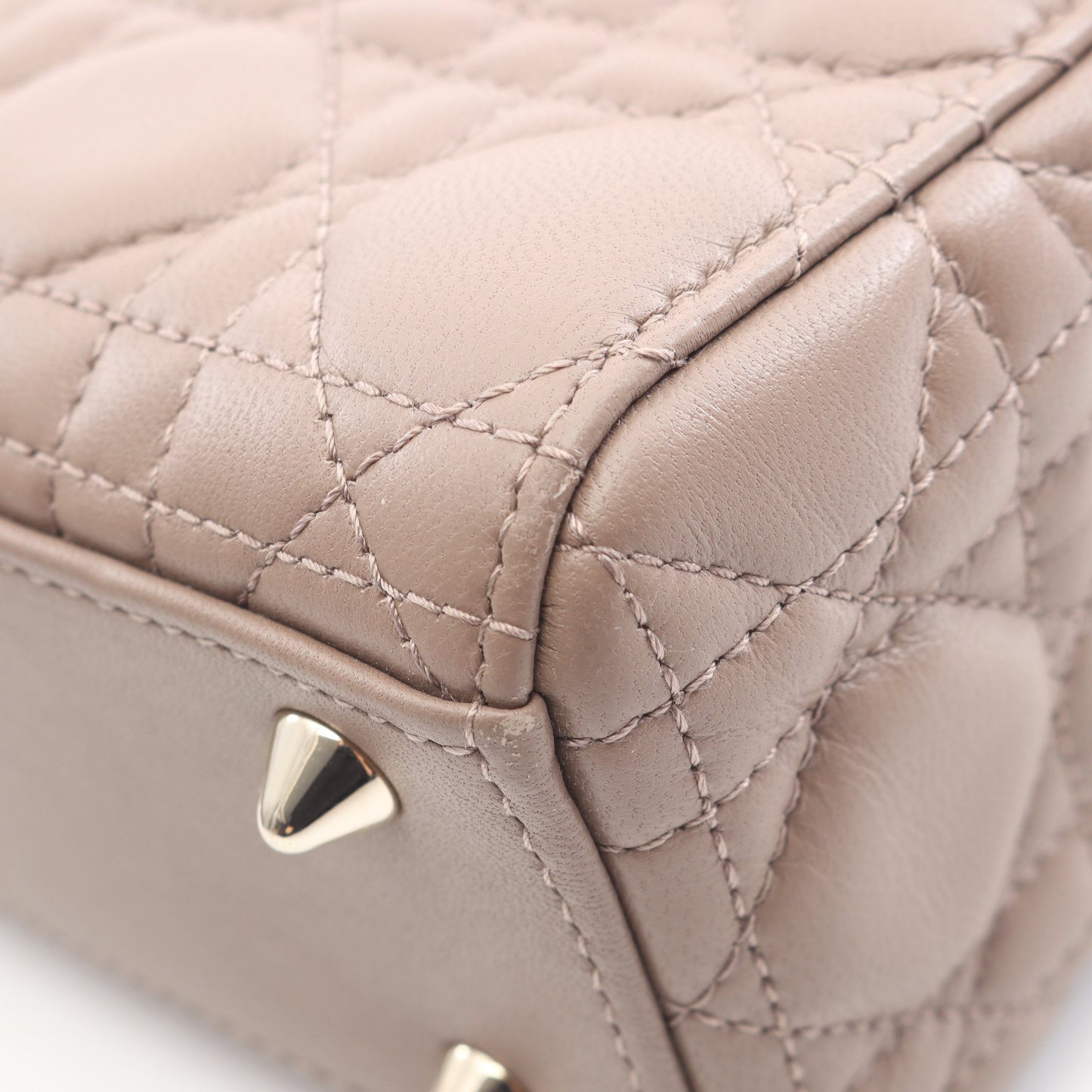 レディディオール スモール カナージュ ハンドバッグ レザー グレーベージュ 2WAY クリスチャンディオール バッグ Christian Dior