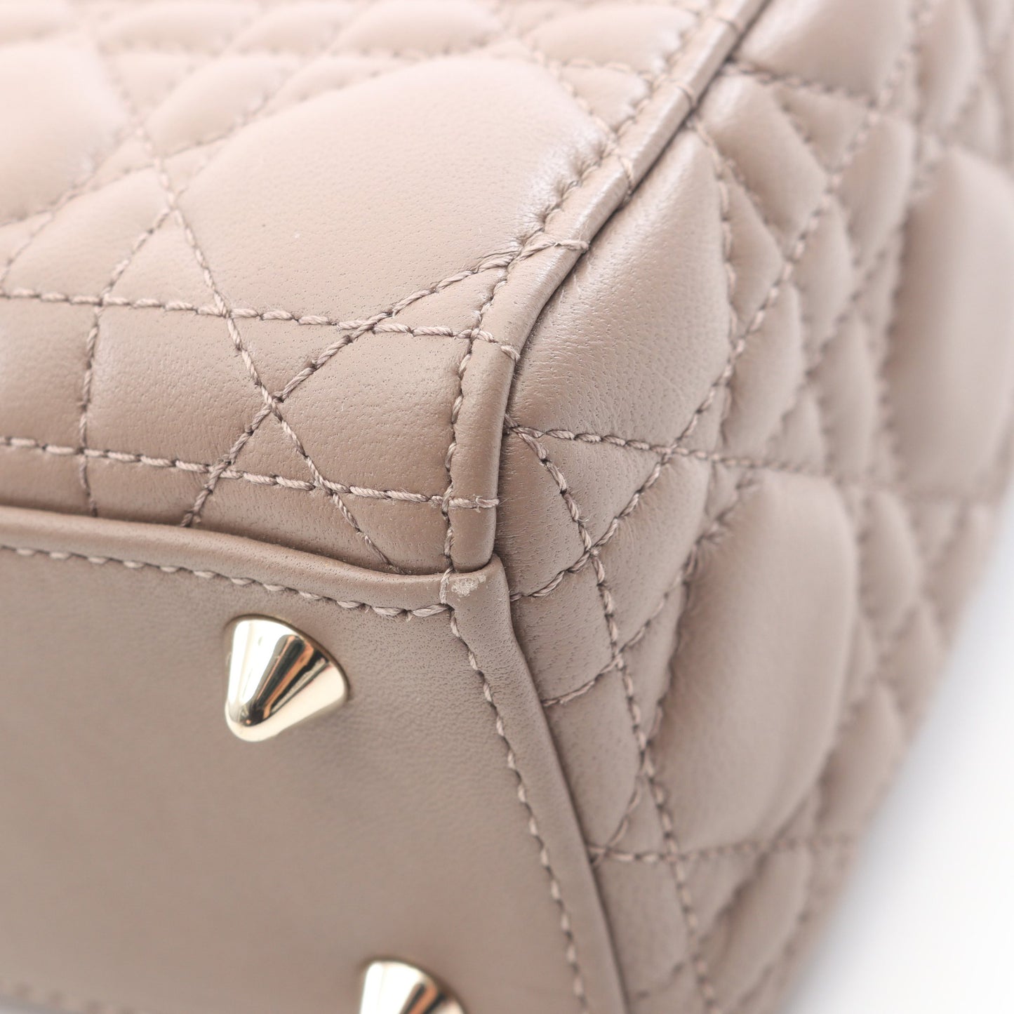 レディディオール スモール カナージュ ハンドバッグ レザー グレーベージュ 2WAY クリスチャンディオール バッグ Christian Dior
