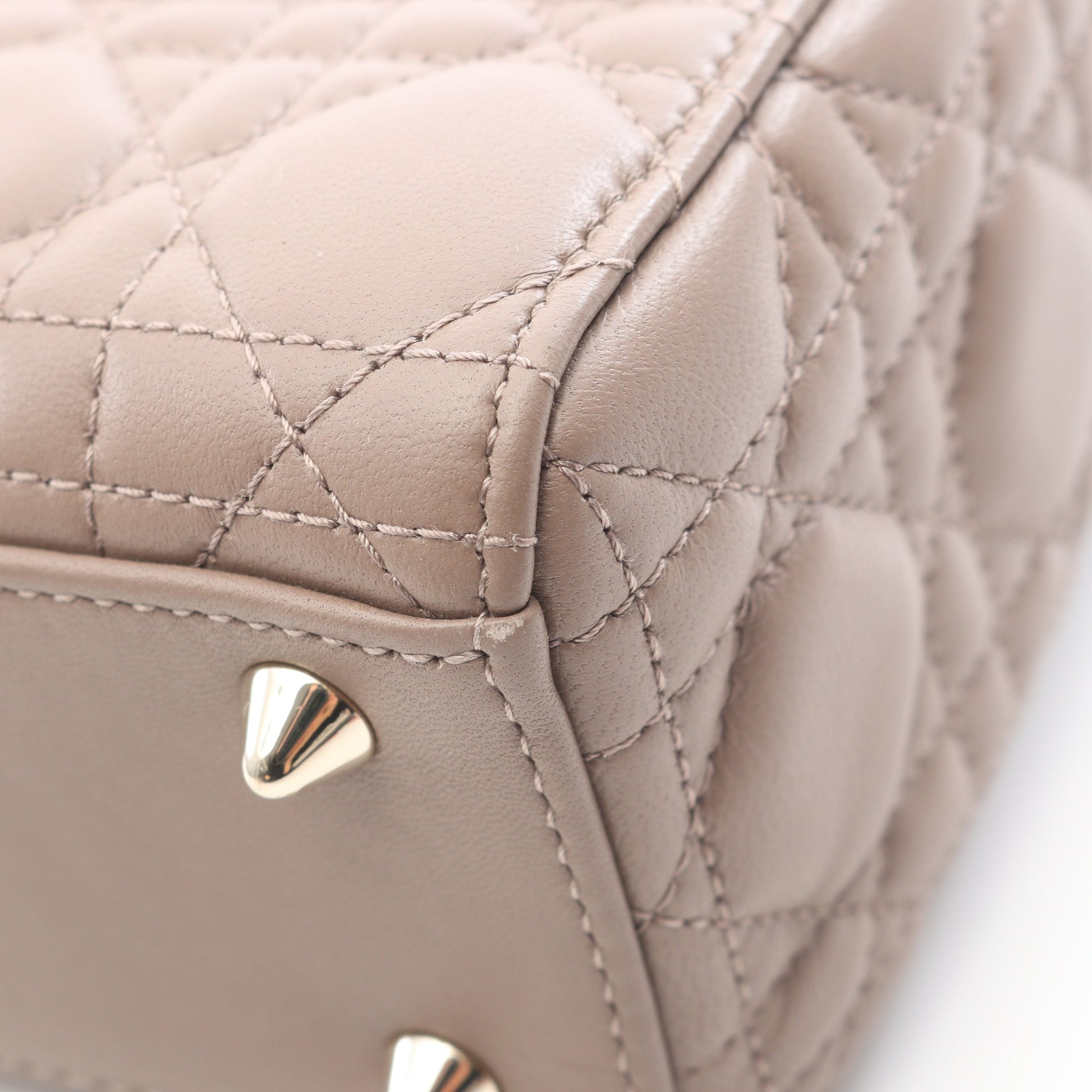 レディディオール スモール カナージュ ハンドバッグ レザー グレーベージュ 2WAY クリスチャンディオール バッグ Christian Dior