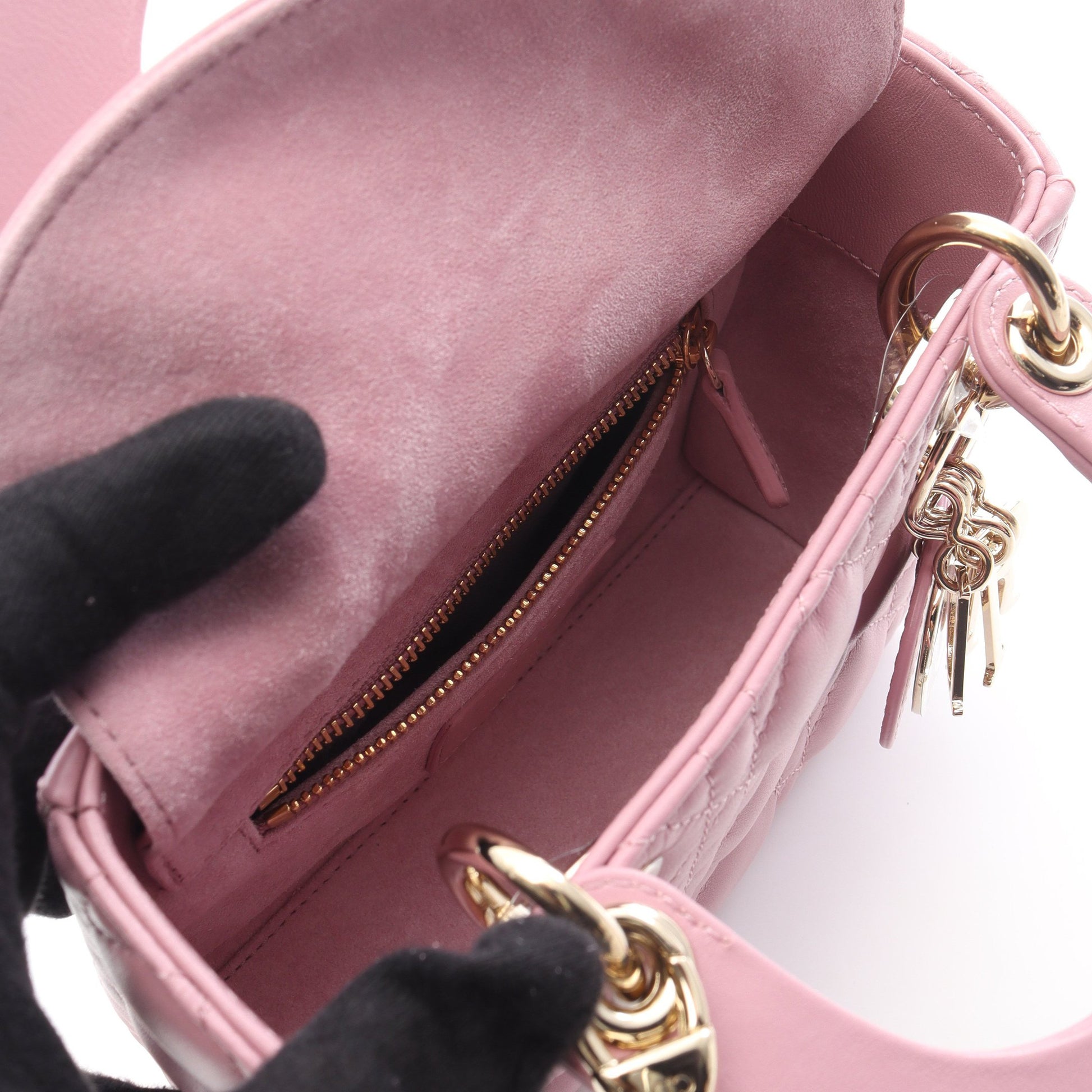 レディディオール ミニ カナージュ ハンドバッグ レザー ピンク 2WAY クリスチャンディオール バッグ Christian Dior