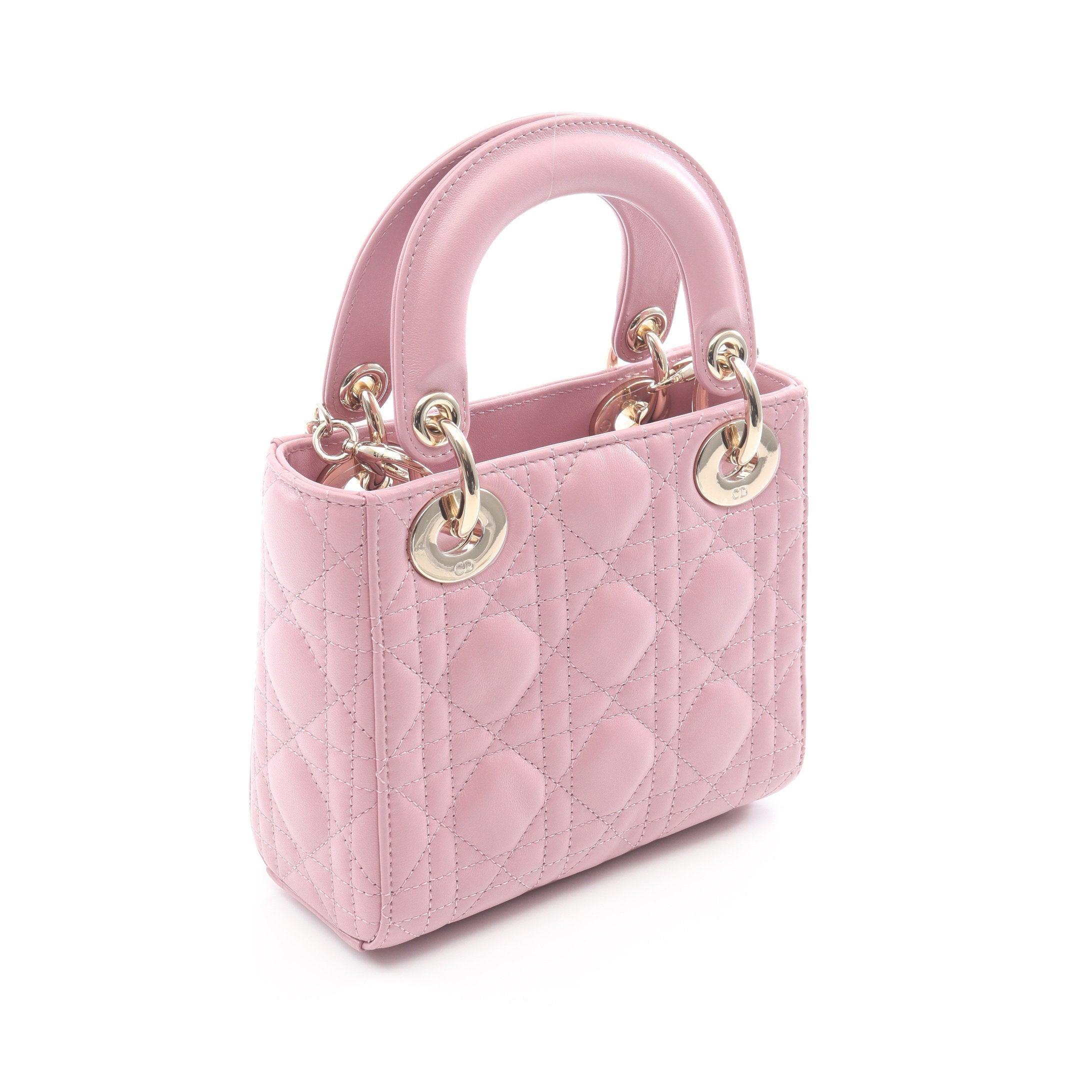 レディディオール ミニ カナージュ ハンドバッグ レザー ピンク 2WAY