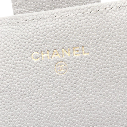クラシック ロング フラップ ウォレット マトラッセ 二つ折り長財布 キャビアスキン ライトグレー ゴールド金具 シャネル 財布・小物 CHANEL