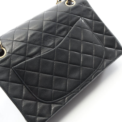 マトラッセ Wフラップ Wチェーンショルダーバッグ ラムスキン ブラック ゴールド金具 ヴィンテージ シャネル バッグ CHANEL