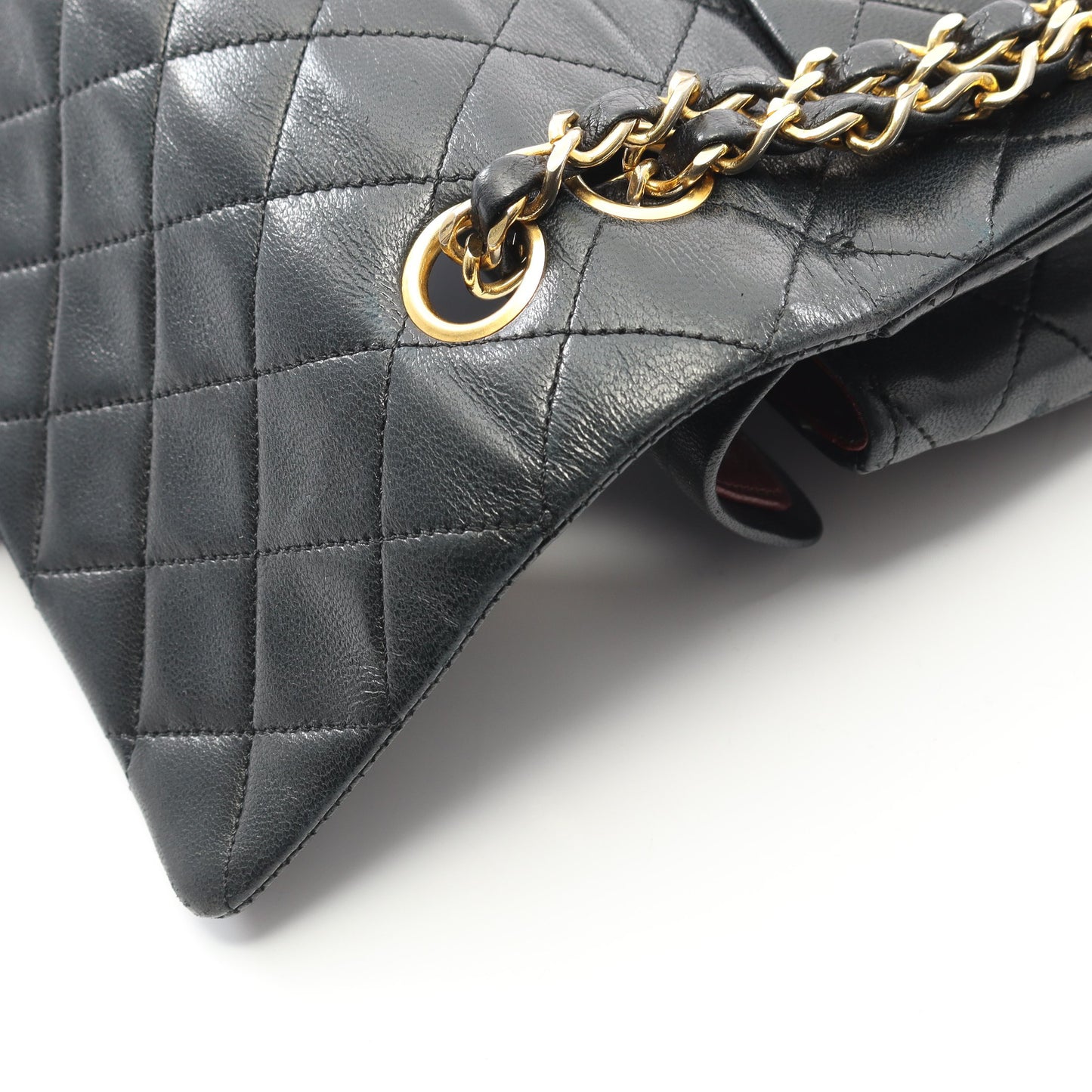 マトラッセ Wフラップ Wチェーンショルダーバッグ ラムスキン ブラック ゴールド金具 ヴィンテージ シャネル バッグ CHANEL