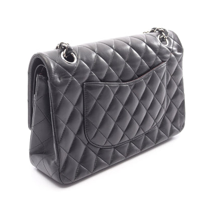 マトラッセ Wフラップ Wチェーンショルダーバッグ ラムスキン ブラック シルバー金具 シャネル バッグ CHANEL