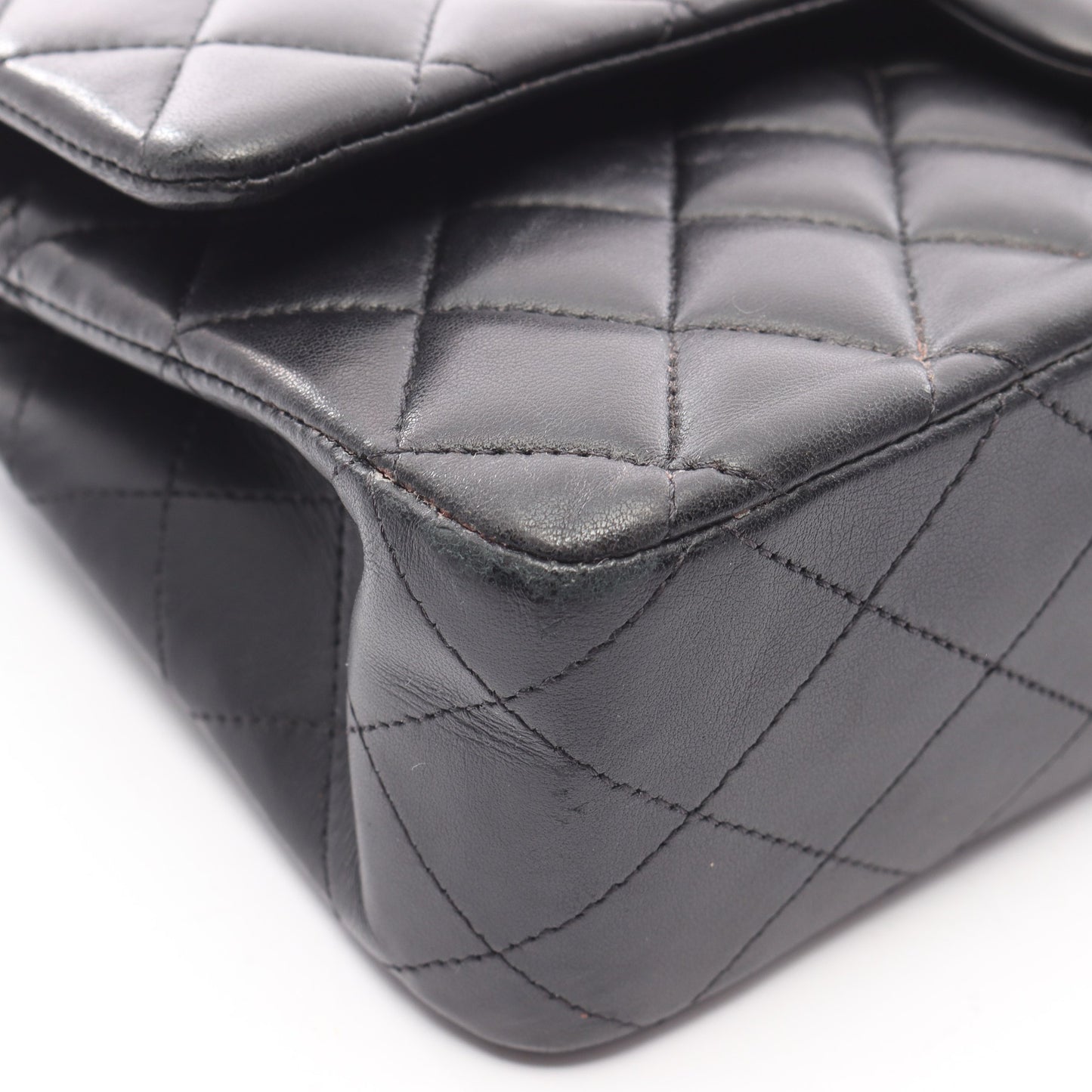 マトラッセ Wフラップ Wチェーンショルダーバッグ ラムスキン ブラック シルバー金具 シャネル バッグ CHANEL