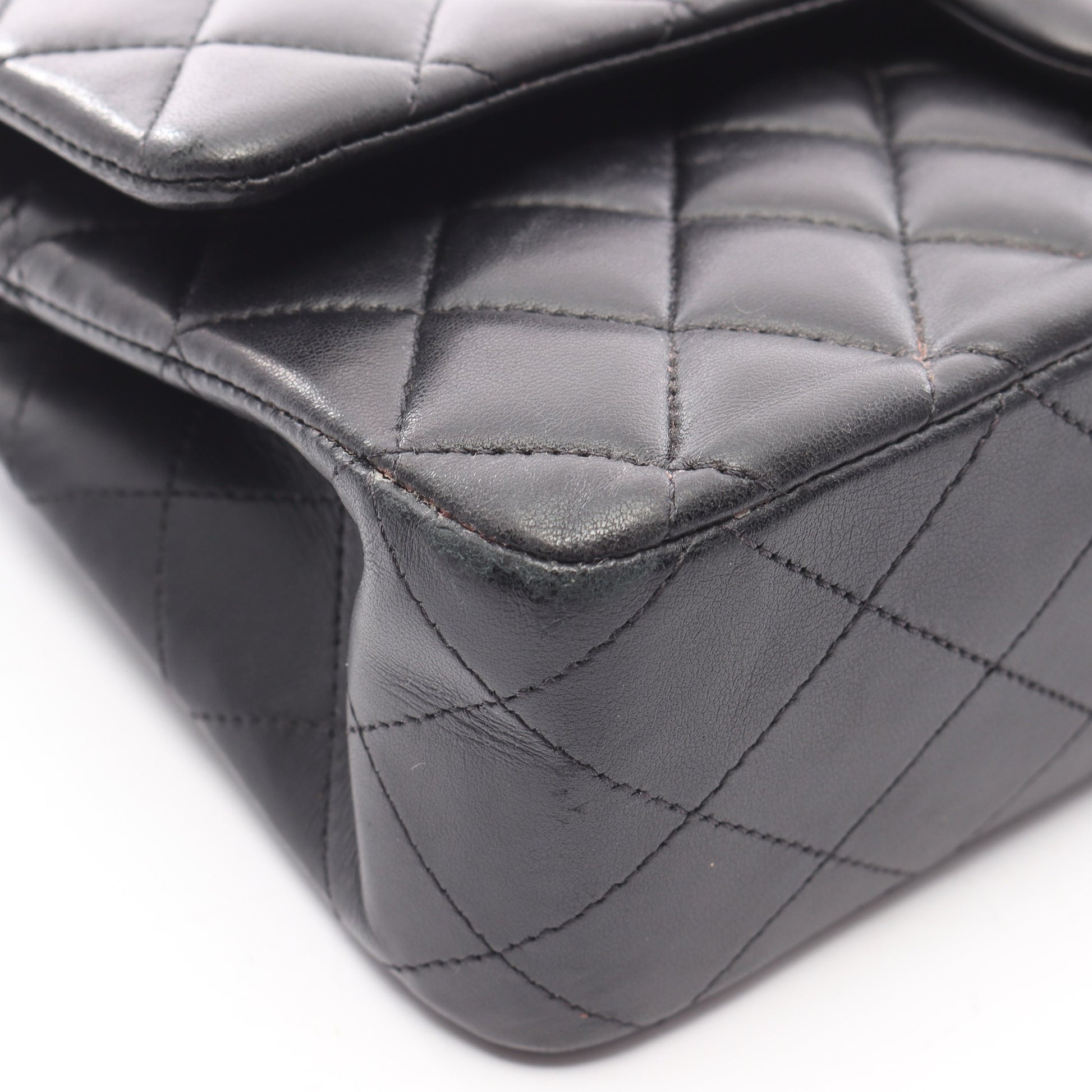 マトラッセ Wフラップ Wチェーンショルダーバッグ ラムスキン ブラック シルバー金具 シャネル バッグ CHANEL