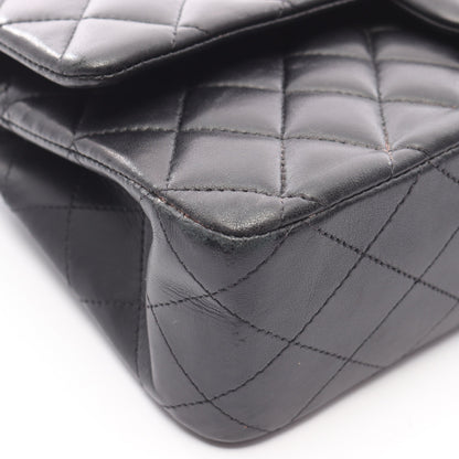 マトラッセ Wフラップ Wチェーンショルダーバッグ ラムスキン ブラック シルバー金具 シャネル バッグ CHANEL