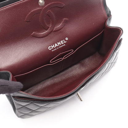 マトラッセ Wフラップ Wチェーンショルダーバッグ ラムスキン ブラック シルバー金具 シャネル バッグ CHANEL