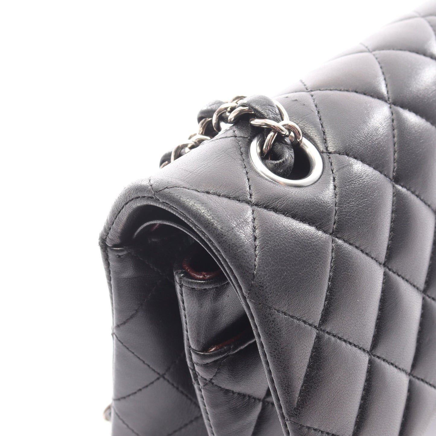 マトラッセ Wフラップ Wチェーンショルダーバッグ ラムスキン ブラック シルバー金具 シャネル バッグ CHANEL
