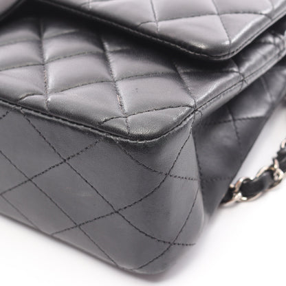マトラッセ Wフラップ Wチェーンショルダーバッグ ラムスキン ブラック シルバー金具 シャネル バッグ CHANEL