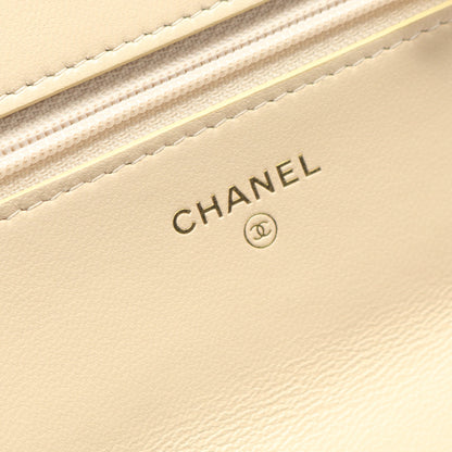 19 ディズヌフ チェーンウォレット ラムスキン ベージュ コンビ金具 2WAY シャネル バッグ CHANEL