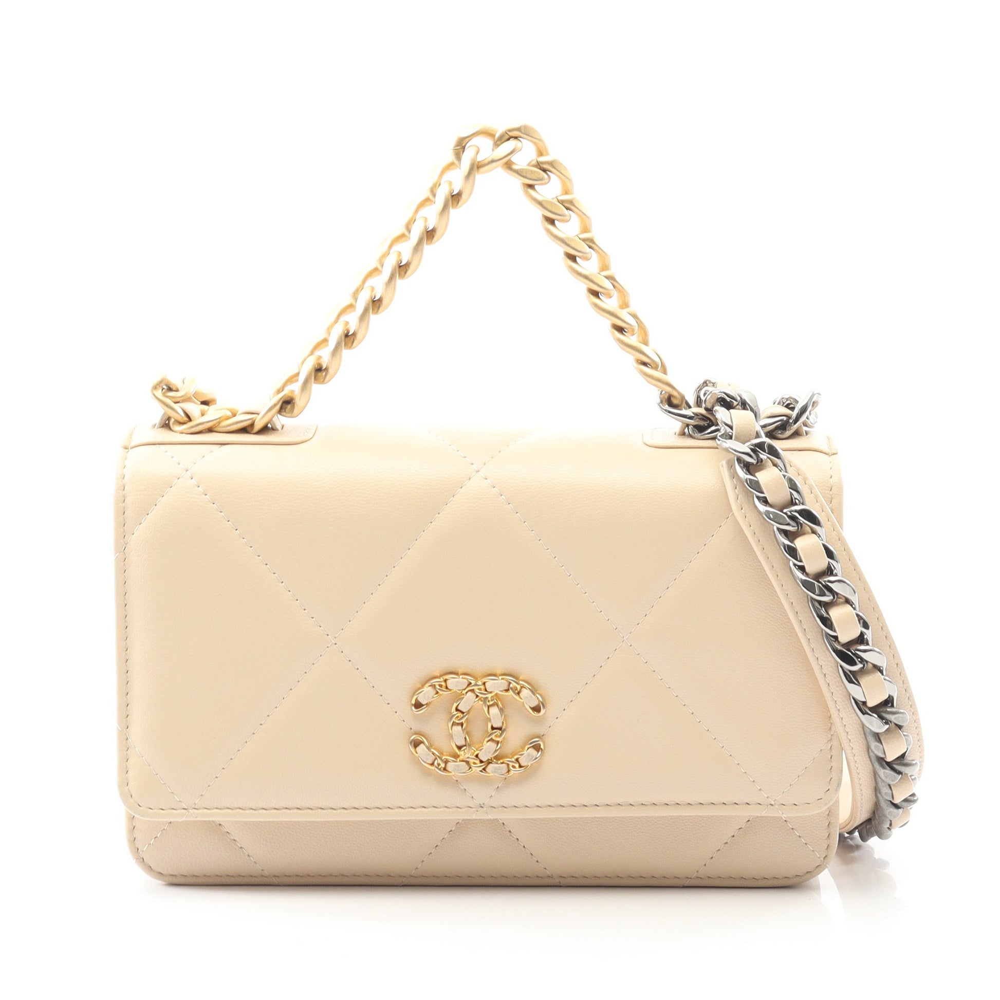 19 ディズヌフ チェーンウォレット ラムスキン ベージュ コンビ金具 2WAY シャネル バッグ CHANEL
