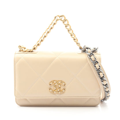 19 ディズヌフ チェーンウォレット ラムスキン ベージュ コンビ金具 2WAY シャネル バッグ CHANEL