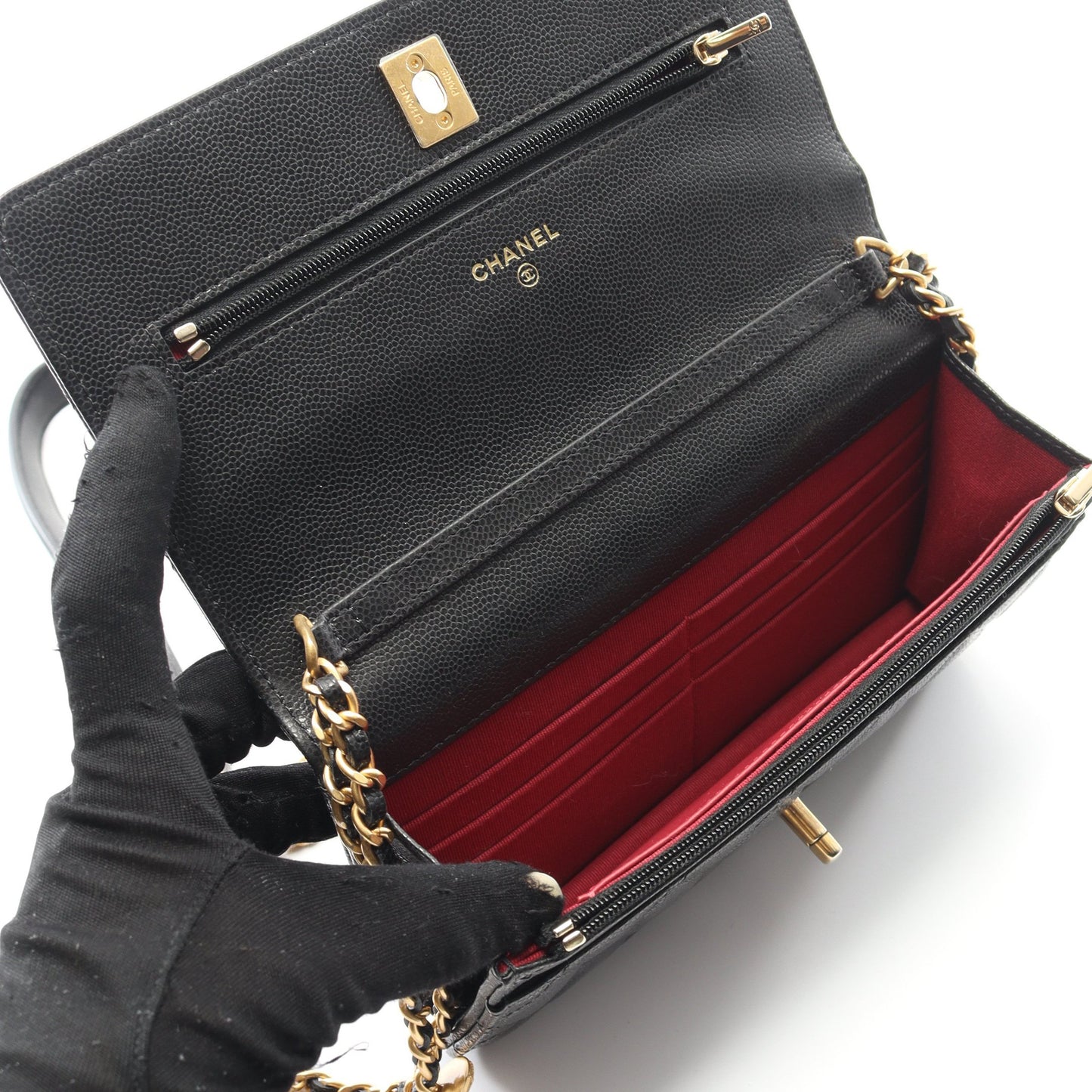 マトラッセ チェーンウォレット キャビアスキン ブラック ゴールド金具 シャネル バッグ CHANEL