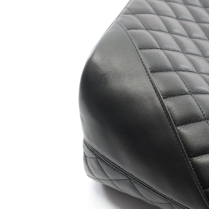 カンボンライン ラージ ショルダーバッグ トートバッグ レザー エナメルレザー ブラック シルバー金具 シャネル バッグ CHANEL