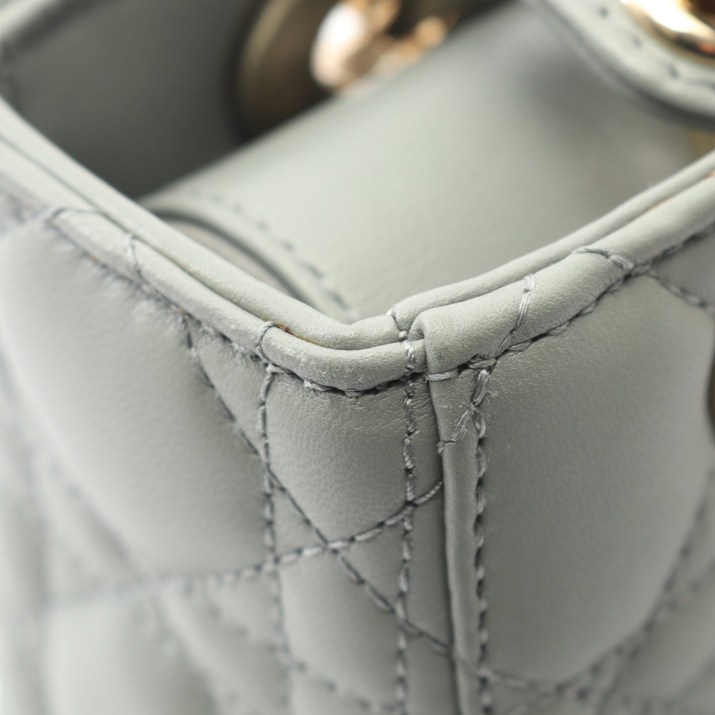 LADY DIOR MY ABCDIOR レディディオール スモール カナージュ ハンドバッグ レザー グレーグリーン 2WAY クリスチャンディオール バッグ Christian Dior