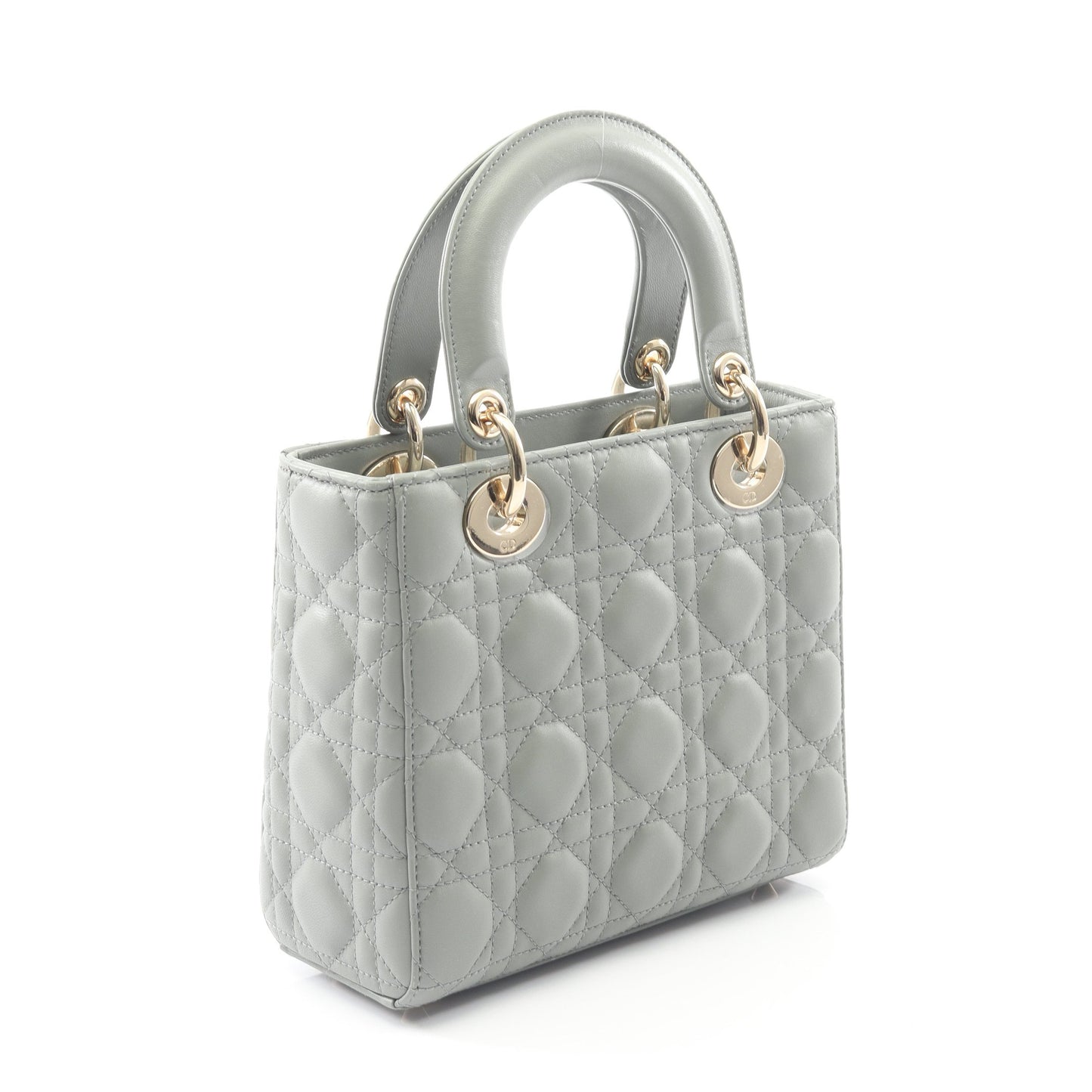 LADY DIOR MY ABCDIOR レディディオール スモール カナージュ ハンドバッグ レザー グレーグリーン 2WAY クリスチャンディオール バッグ Christian Dior