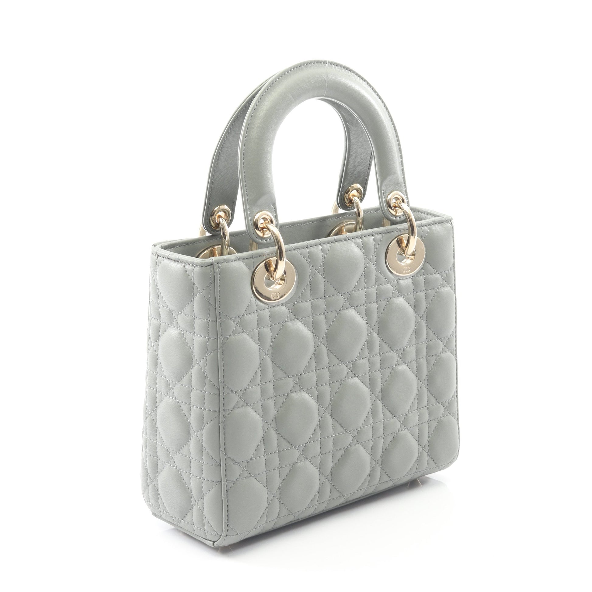 LADY DIOR MY ABCDIOR レディディオール スモール カナージュ ハンドバッグ レザー グレーグリーン 2WAY クリスチャンディオール バッグ Christian Dior