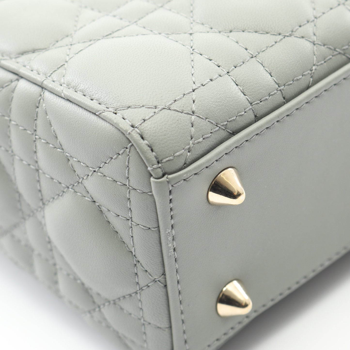 LADY DIOR MY ABCDIOR レディディオール スモール カナージュ ハンドバッグ レザー グレーグリーン 2WAY クリスチャンディオール バッグ Christian Dior