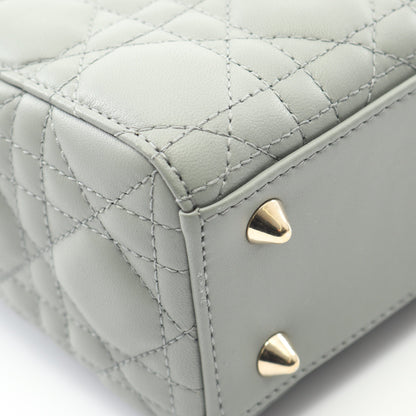 LADY DIOR MY ABCDIOR レディディオール スモール カナージュ ハンドバッグ レザー グレーグリーン 2WAY クリスチャンディオール バッグ Christian Dior