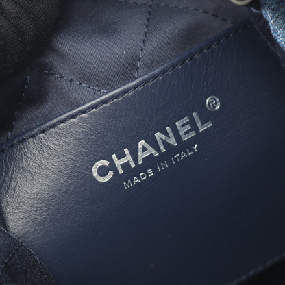 CHANEL 22 ミニ チェーンショルダーバッグ デニム レザー ブルー シルバー金具 シャネル バッグ CHANEL