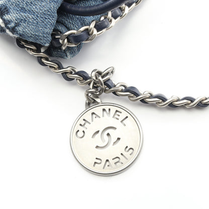 CHANEL 22 ミニ チェーンショルダーバッグ デニム レザー ブルー シルバー金具 シャネル バッグ CHANEL