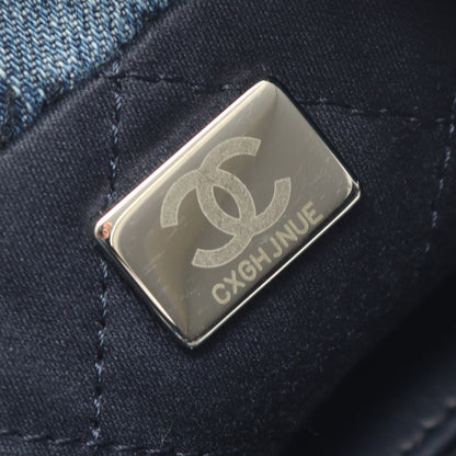 CHANEL 22 ミニ チェーンショルダーバッグ デニム レザー ブルー シルバー金具 シャネル バッグ CHANEL