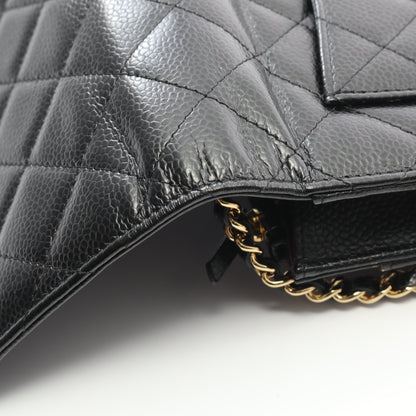 マトラッセ チェーンウォレット キャビアスキン ブラック ゴールド金具 シャネル バッグ CHANEL
