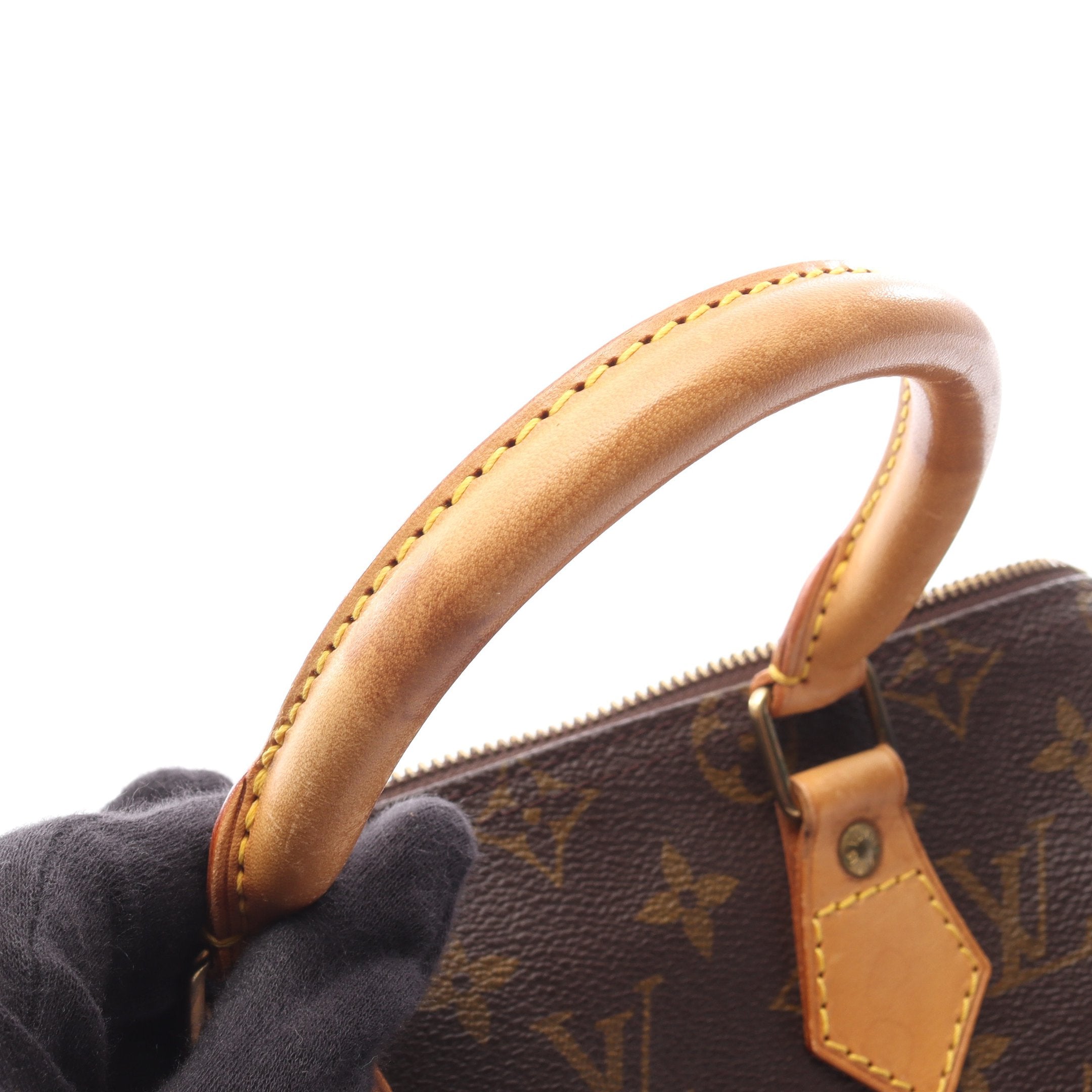 スピーディ25 モノグラム ハンドバッグ PVC レザー ブラウン ルイ