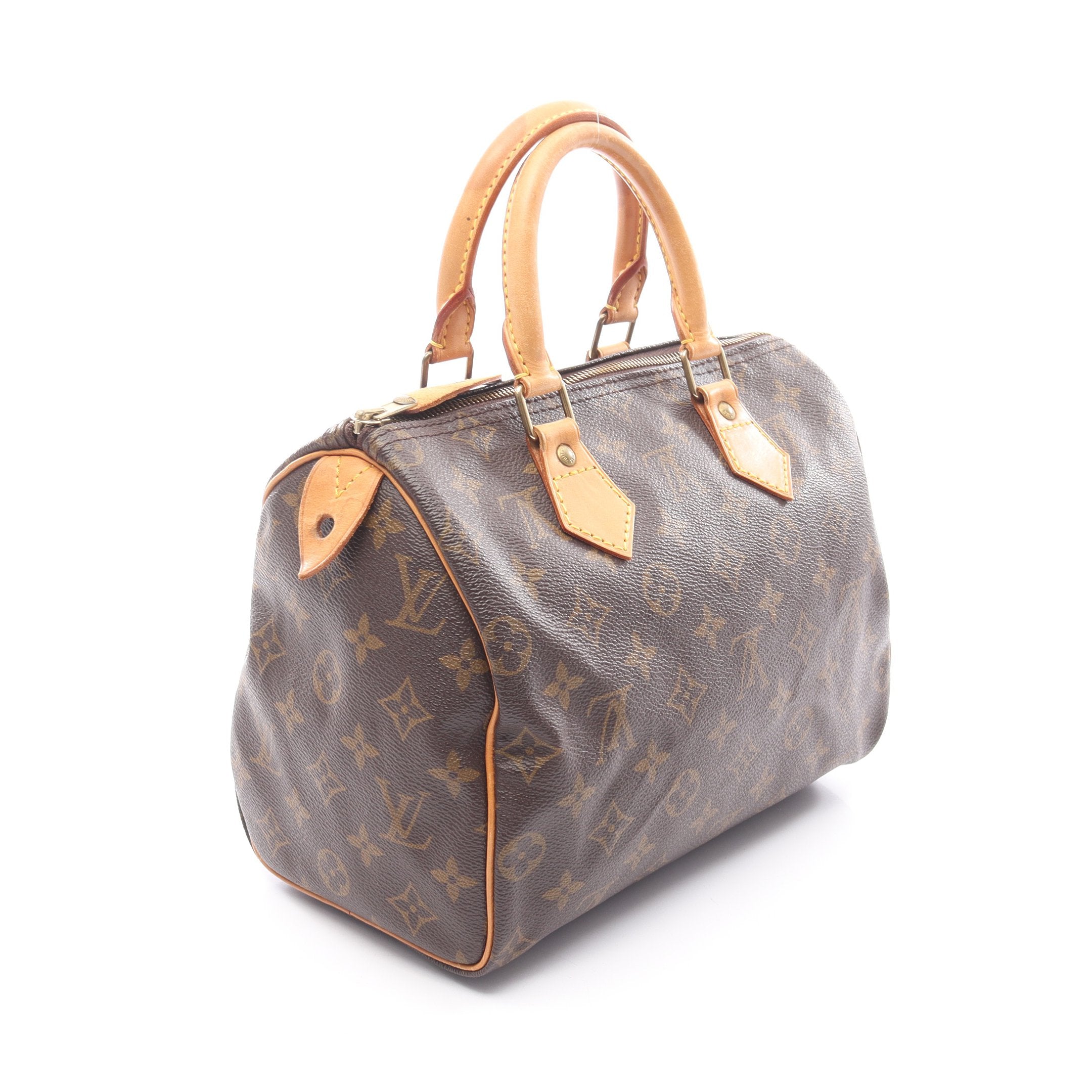 スピーディ25 モノグラム ハンドバッグ PVC レザー ブラウン ルイ