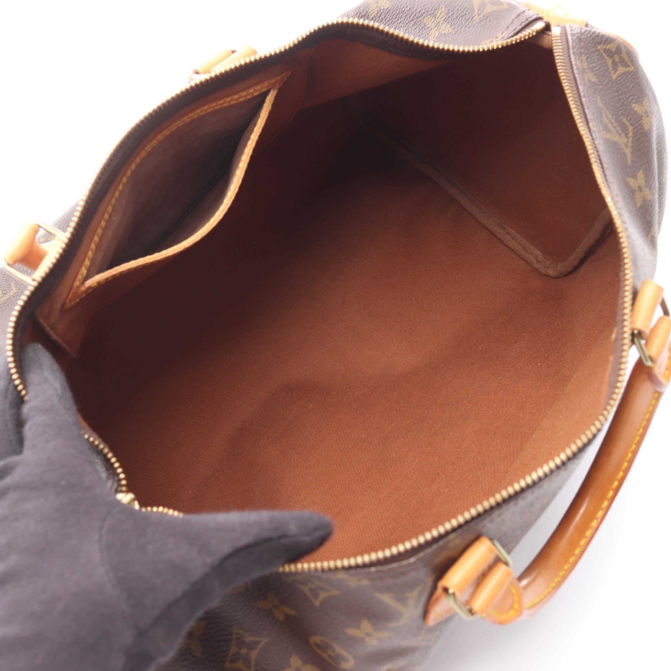 スピーディ40 モノグラム ハンドバッグ PVC レザー ブラウン ルイ