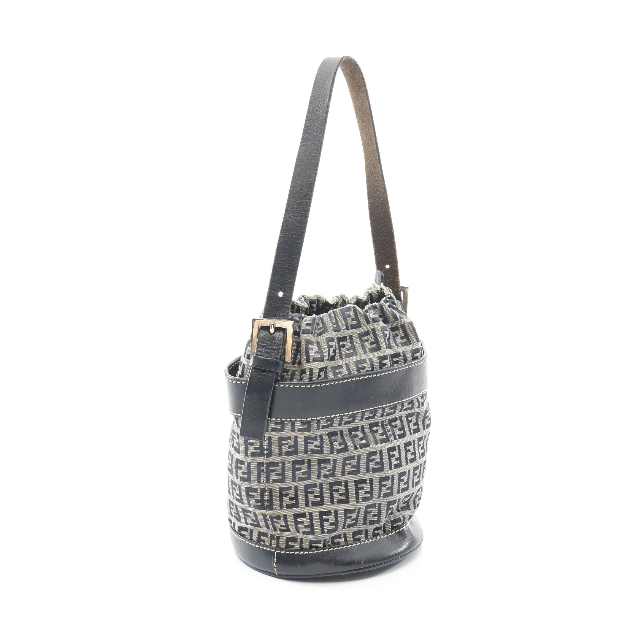 ズッキーノ ショルダーバッグ キャンバス レザー グレー ネイビー 巾着