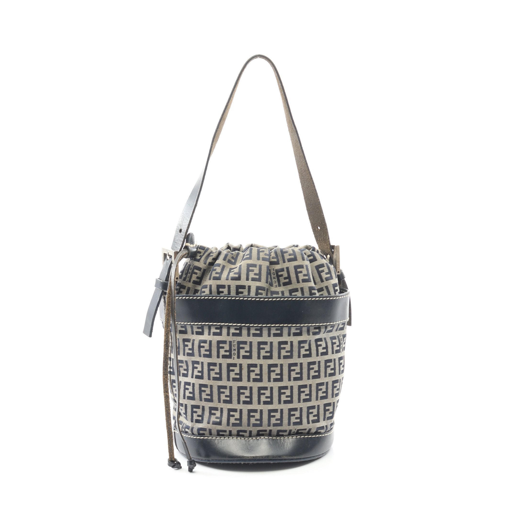 ズッキーノ ショルダーバッグ キャンバス レザー グレー ネイビー 巾着