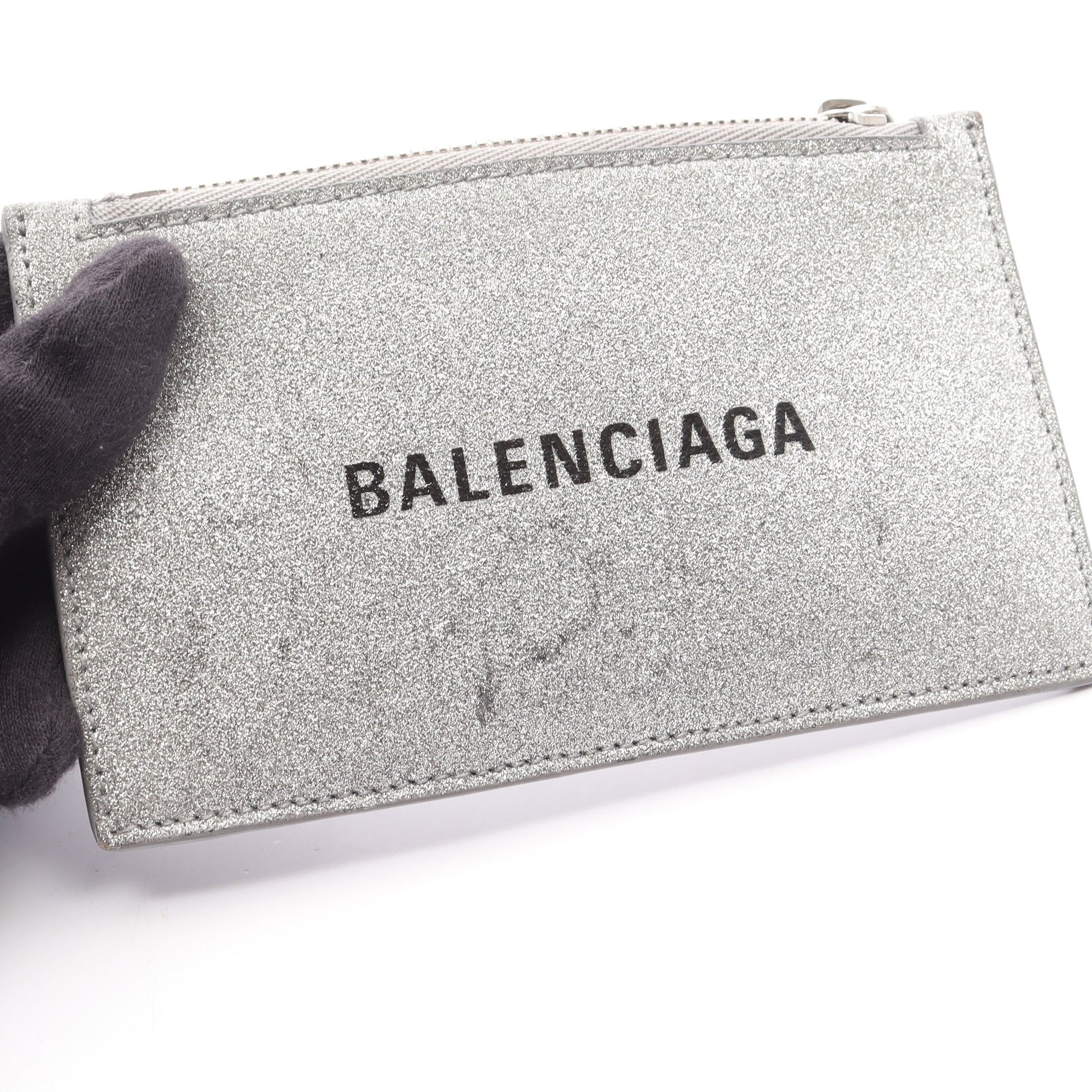 EVERYDAY エブリデイ コインケース カードケース レザー グリッター シルバー バレンシアガ 財布・小物 BALENCIAGA