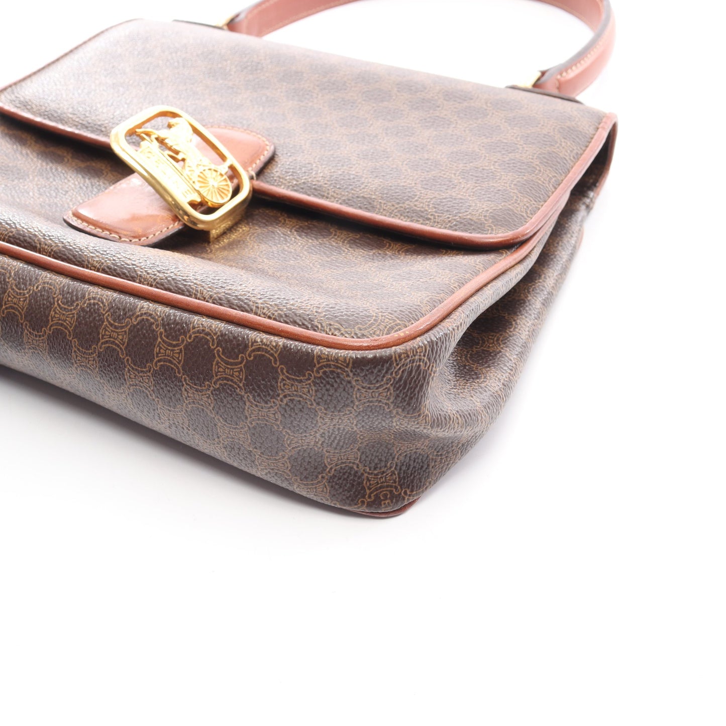 マカダム ハンドバッグ PVC レザー ダークブラウン ブラウン セリーヌ バッグ CELINE