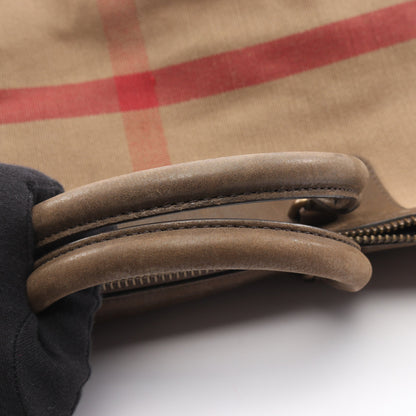 メガチェック ハンドバッグ キャンバス レザー ベージュ マルチカラー 2WAY バーバリー バッグ BURBERRY